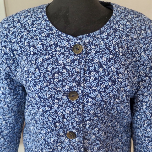 J. Crew Factory Womens Blue Ditsy Floral Quilted Jacket BK345 - Picture 1 of 12